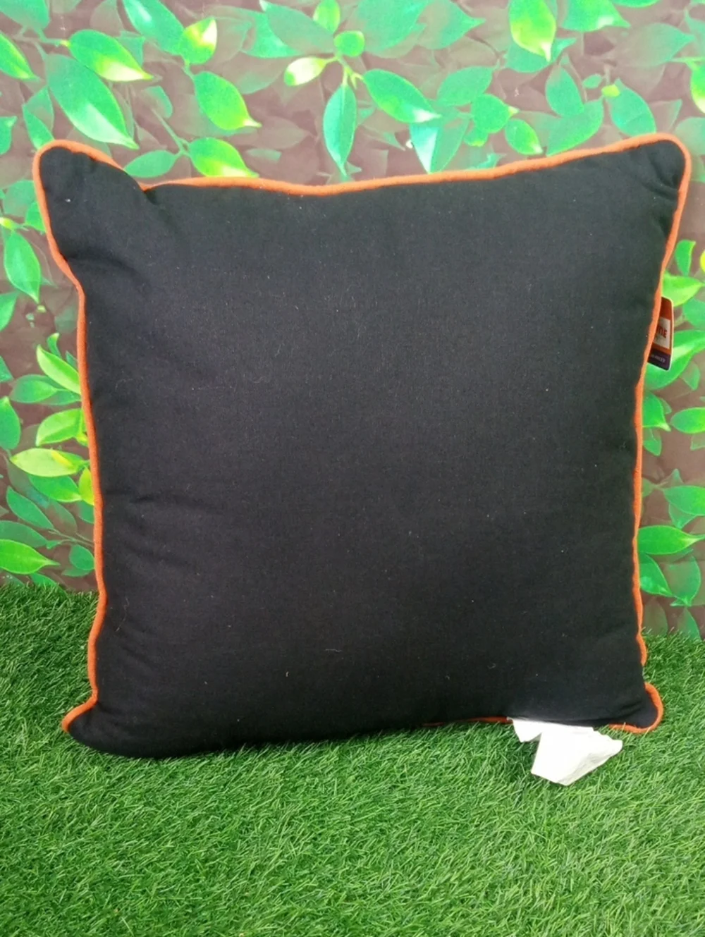👻 Black Halloween 'Boo' Script Pillow with Orange Piping